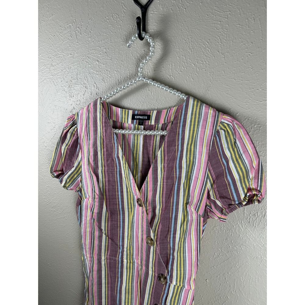 Express Size Small Dress Lightweight Cotton Preppy Spring Colorful Stripe Summer - Picture 6 of 9